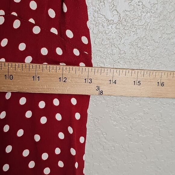 True Vintage Betsey Johnson 90s Red Ivory Polka Dot Wide Leg Crop Jumpsuit Small - Picture 12 of 13